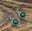 Delicate Ornate Silver Green Onyx Drop Earrings by Springwaves