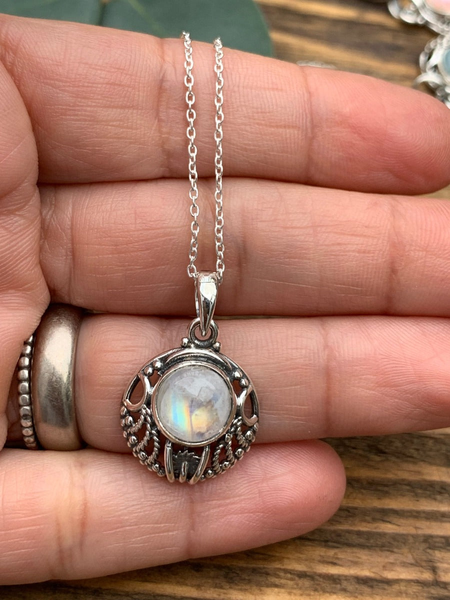 Art Nouveau Rainbow Moonstone Pendant Necklace by Springwaves