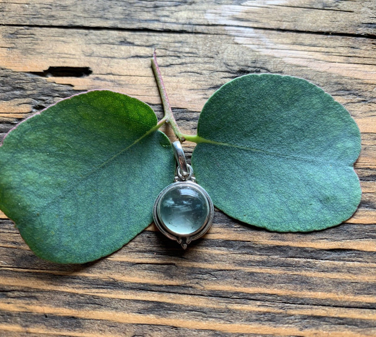Delicate Round Prehnite Pendant Necklace by Springwaves