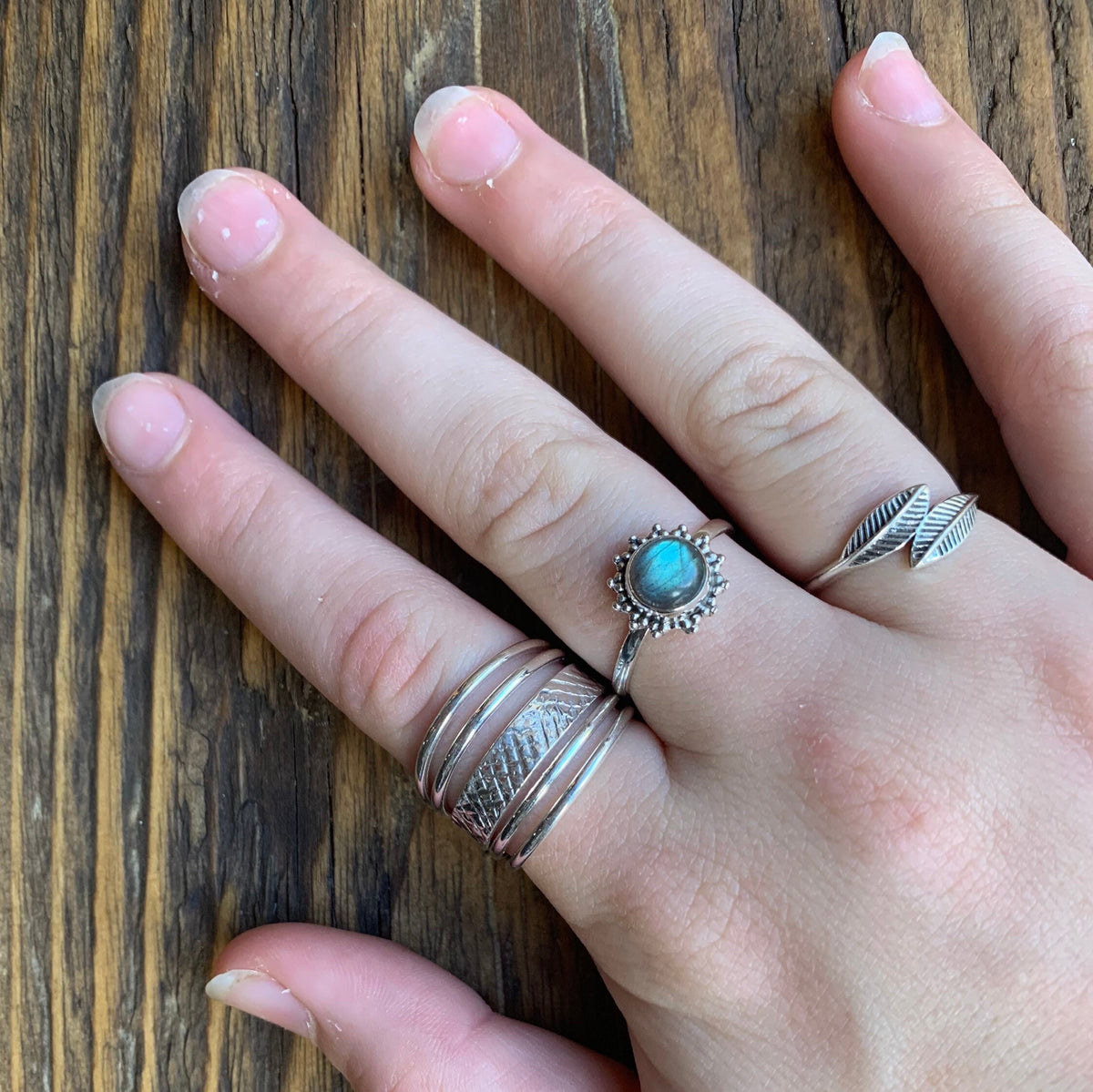Sterling Silver Adjustable Wide Band Ring-Texture Boho Jewellery