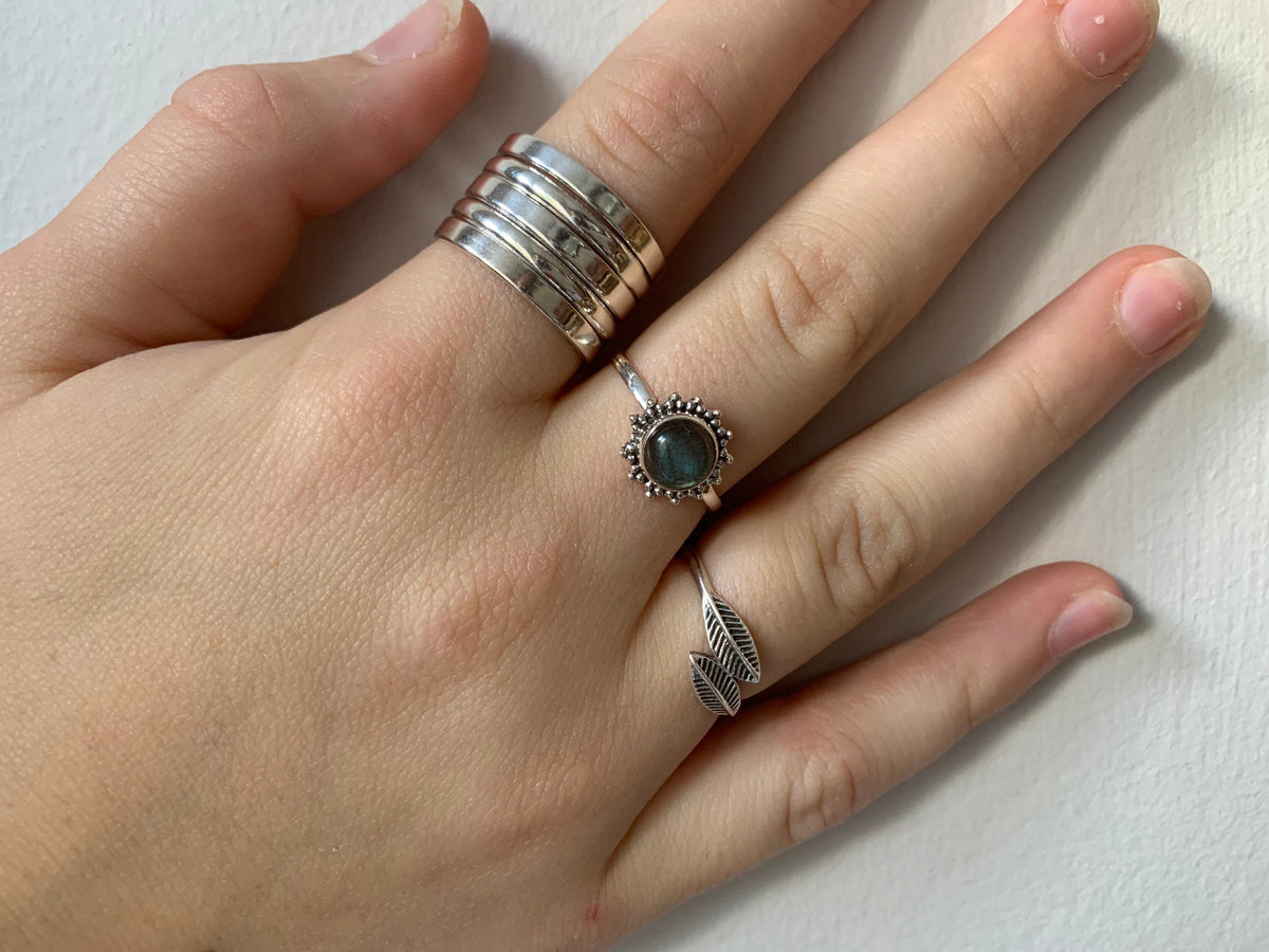 Sterling Silver Wide Layered Adjustable Band Ring- Thumb Ring