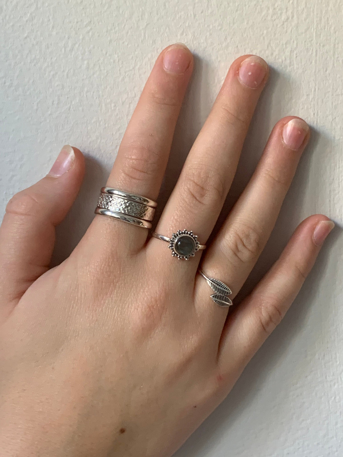 Sterling Silver Wide Band Textured Adjustable Ring, Thumb Ring
