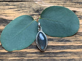 Labradorite Marquise Dot Silver   Necklace