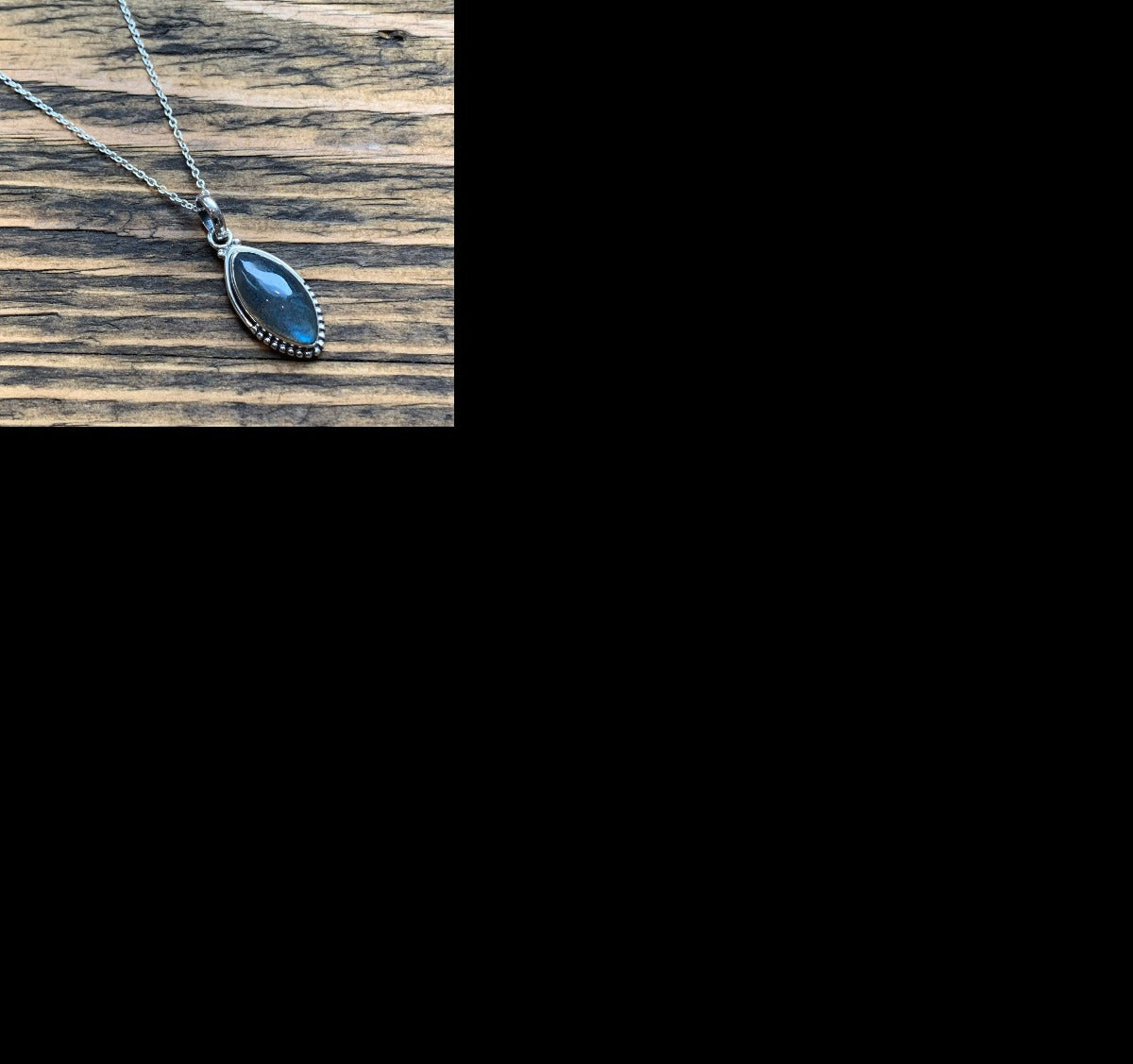 Sterling Silver Almond Labradorite / Black Moonstone Necklace by Springwaves