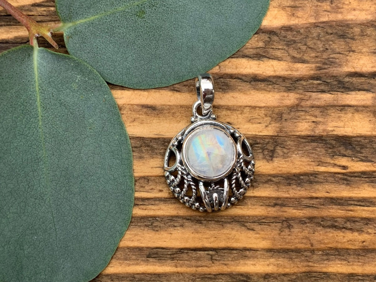 Art Nouveau Rainbow Moonstone Pendant Necklace by Springwaves