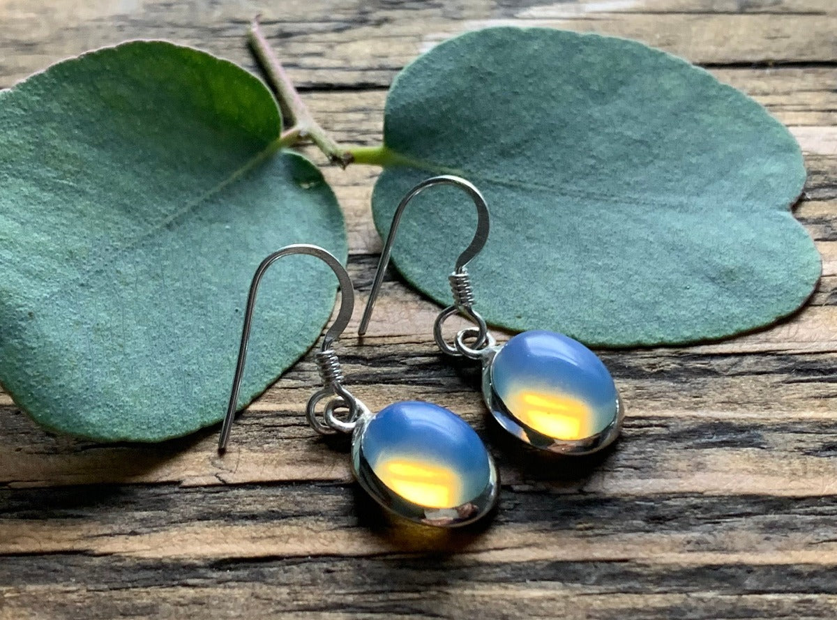 Classic Oval Silver Opalite Drop Earrings by Springwaves