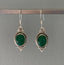 Sterling Silver with Green Onyx Stone Delicate Dangle Earrings by Springwaves
