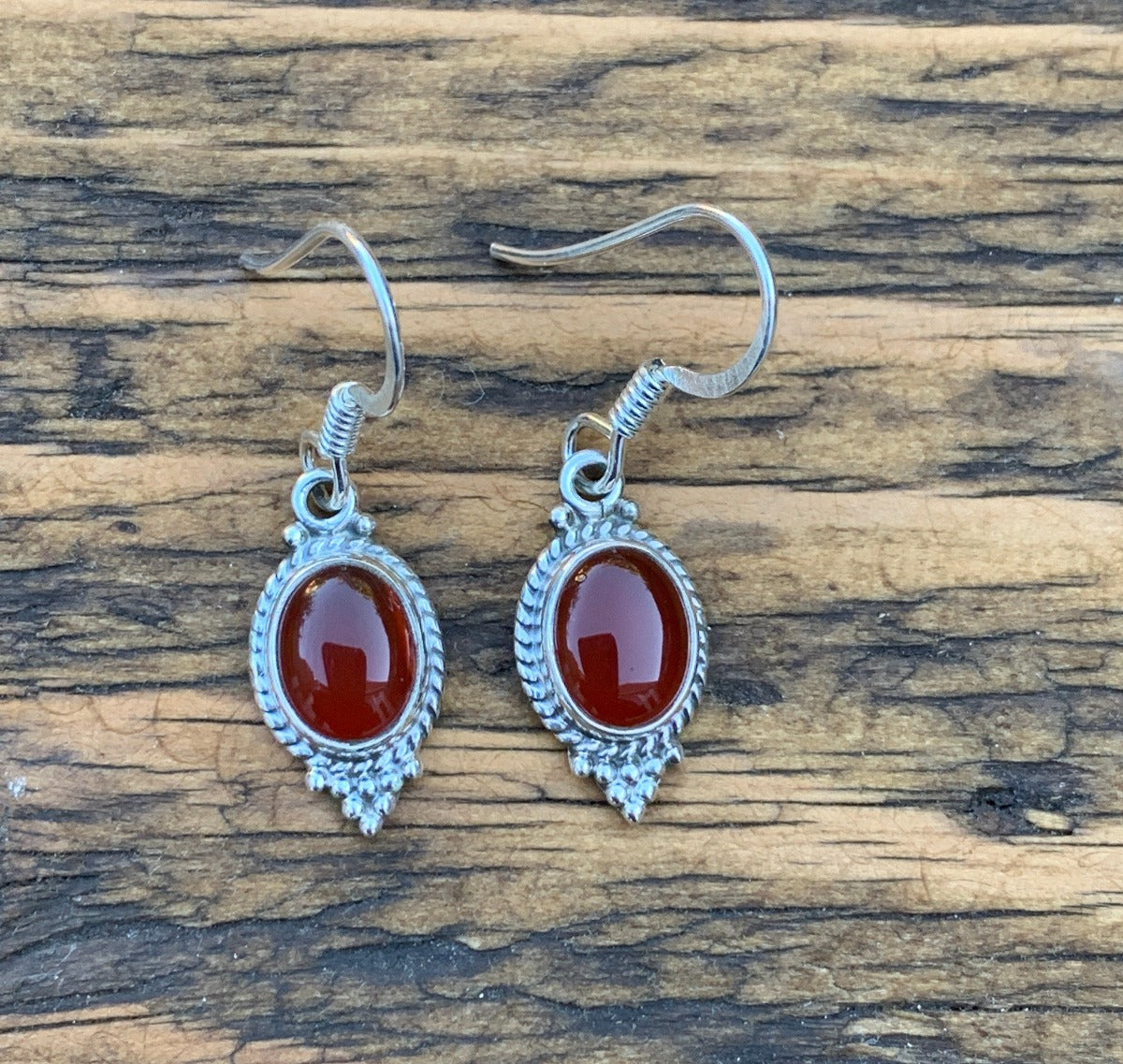 Sterling Silver with Carnelian Delicate Dangle Earrings by Springwaves