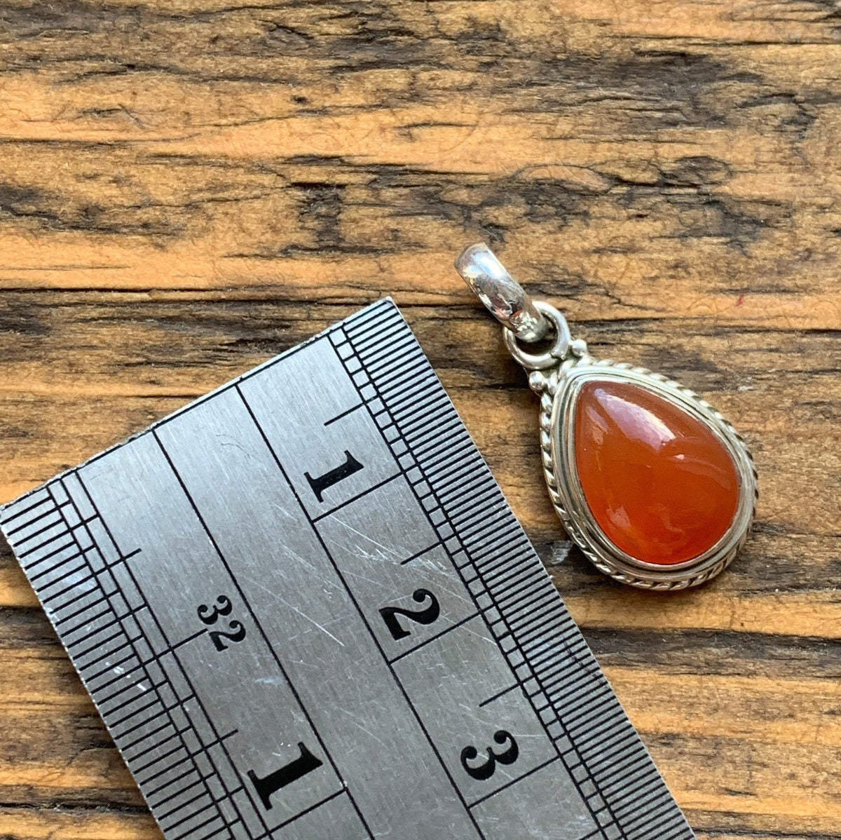 Carnelian Teardrop Silver Pendant Necklace by Springwaves