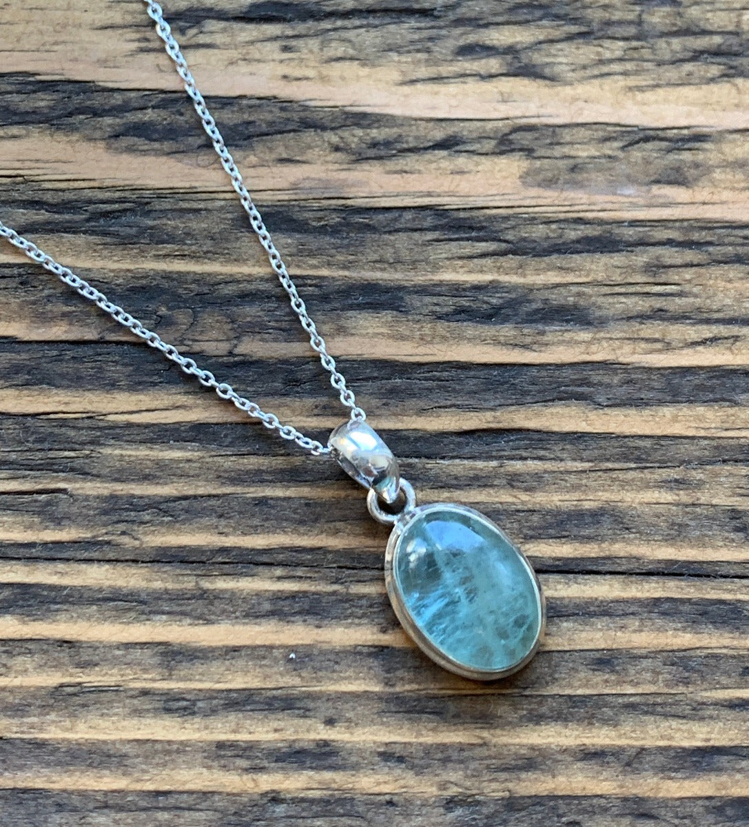 Classic Oval Aquamarine Sterling Silver Necklace by Springwaves