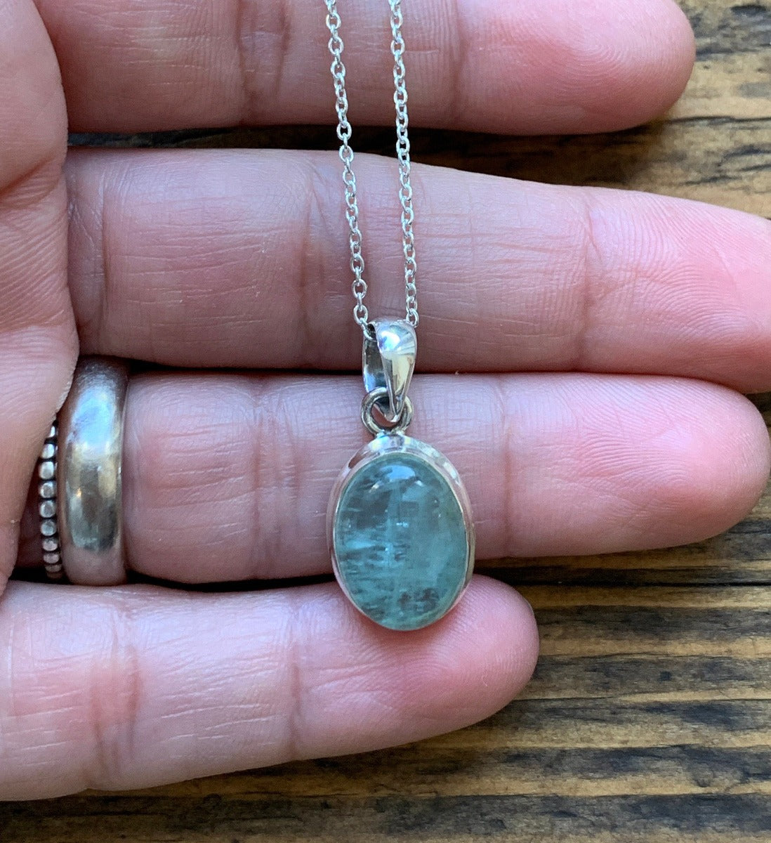 Classic Oval Aquamarine Sterling Silver Necklace by Springwaves