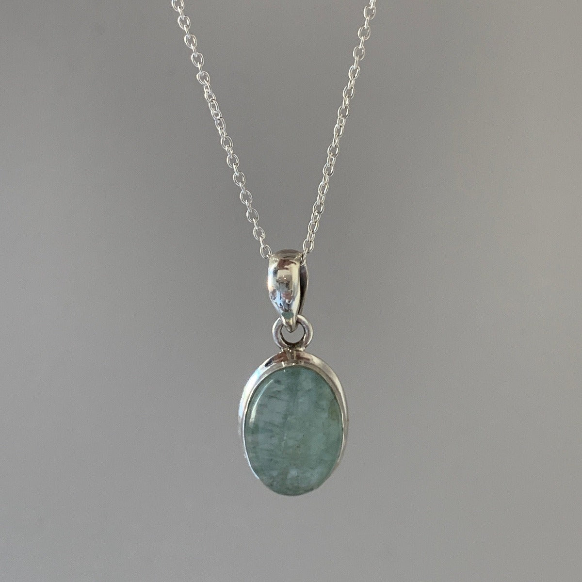 Classic Oval Aquamarine Sterling Silver Necklace by Springwaves