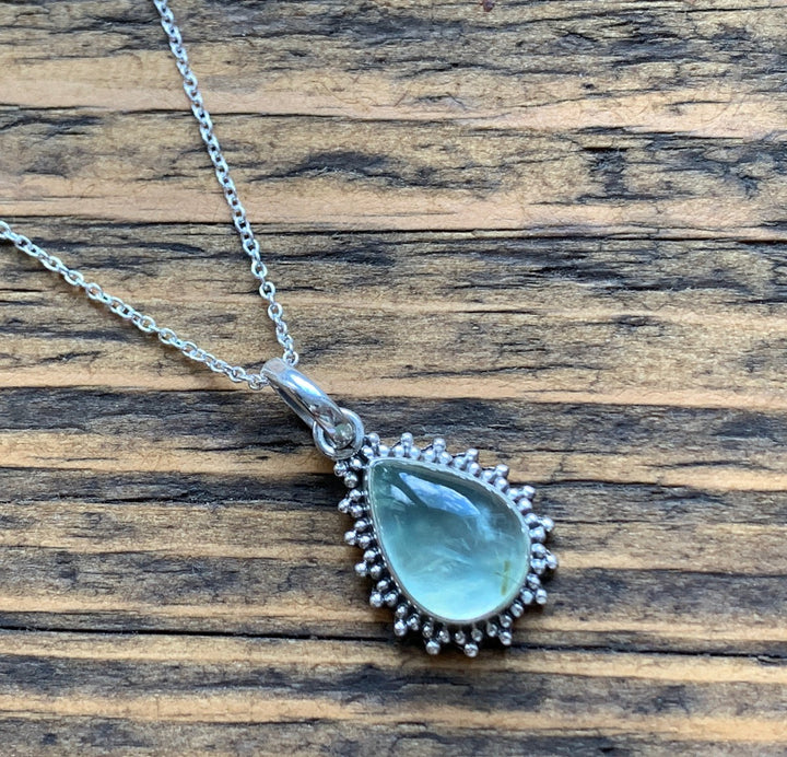 Prehnite Sunburst Teardrop Necklace