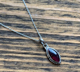 Garnet Marquise Dot Silver Necklace