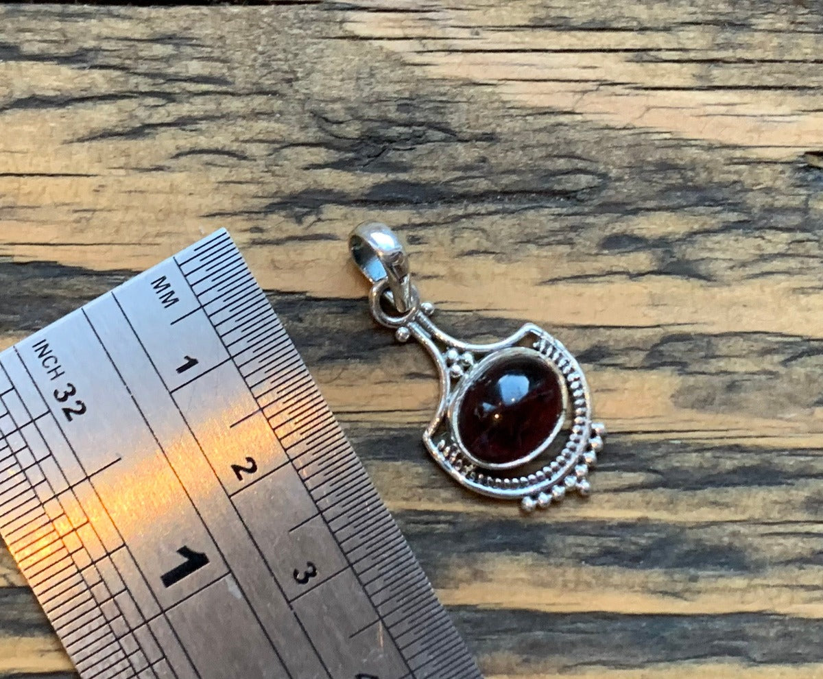 Garnet Intricate Design Boho Silver Necklace by Springwaves
