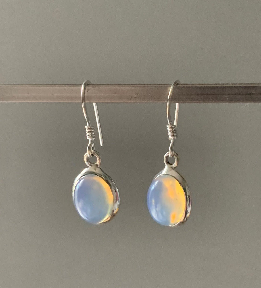 Classic Oval Silver Opalite Drop Earrings by Springwaves