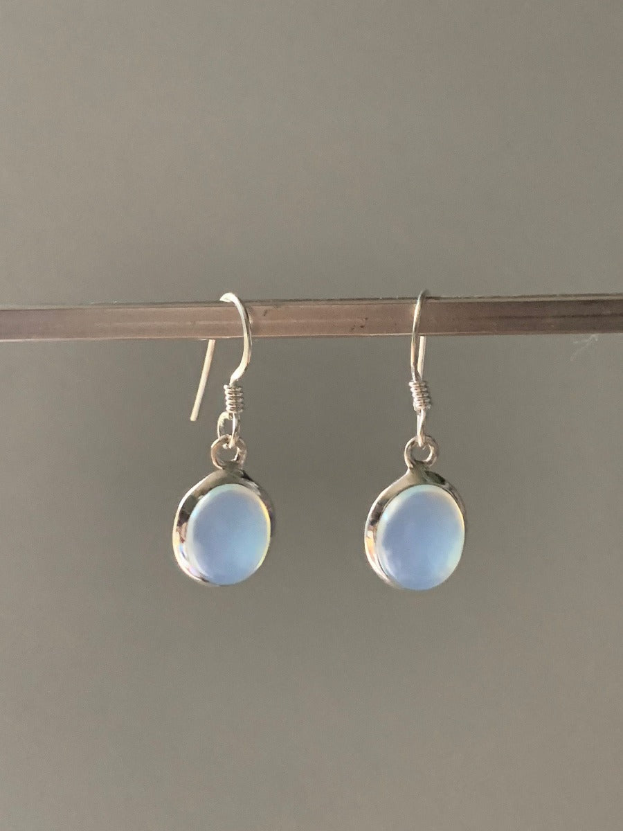 Classic Oval Silver Opalite Drop Earrings by Springwaves