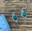 Sterling Silver with Green Onyx Stone Delicate Dangle Earrings by Springwaves