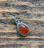 Carnelian Teardrop Silver Pendant Necklace by Springwaves