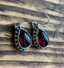 Chunky Boho Silver Garnet Teardrop Earrings by Springwaves