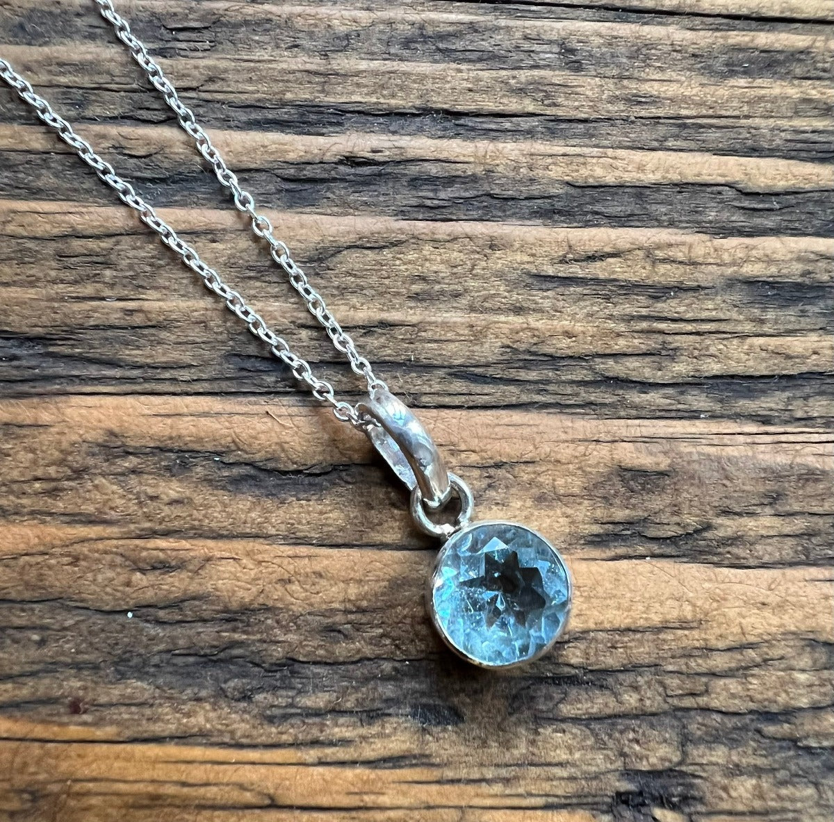Tiny Faceted Aquamarine Pendant Necklace by Springwaves