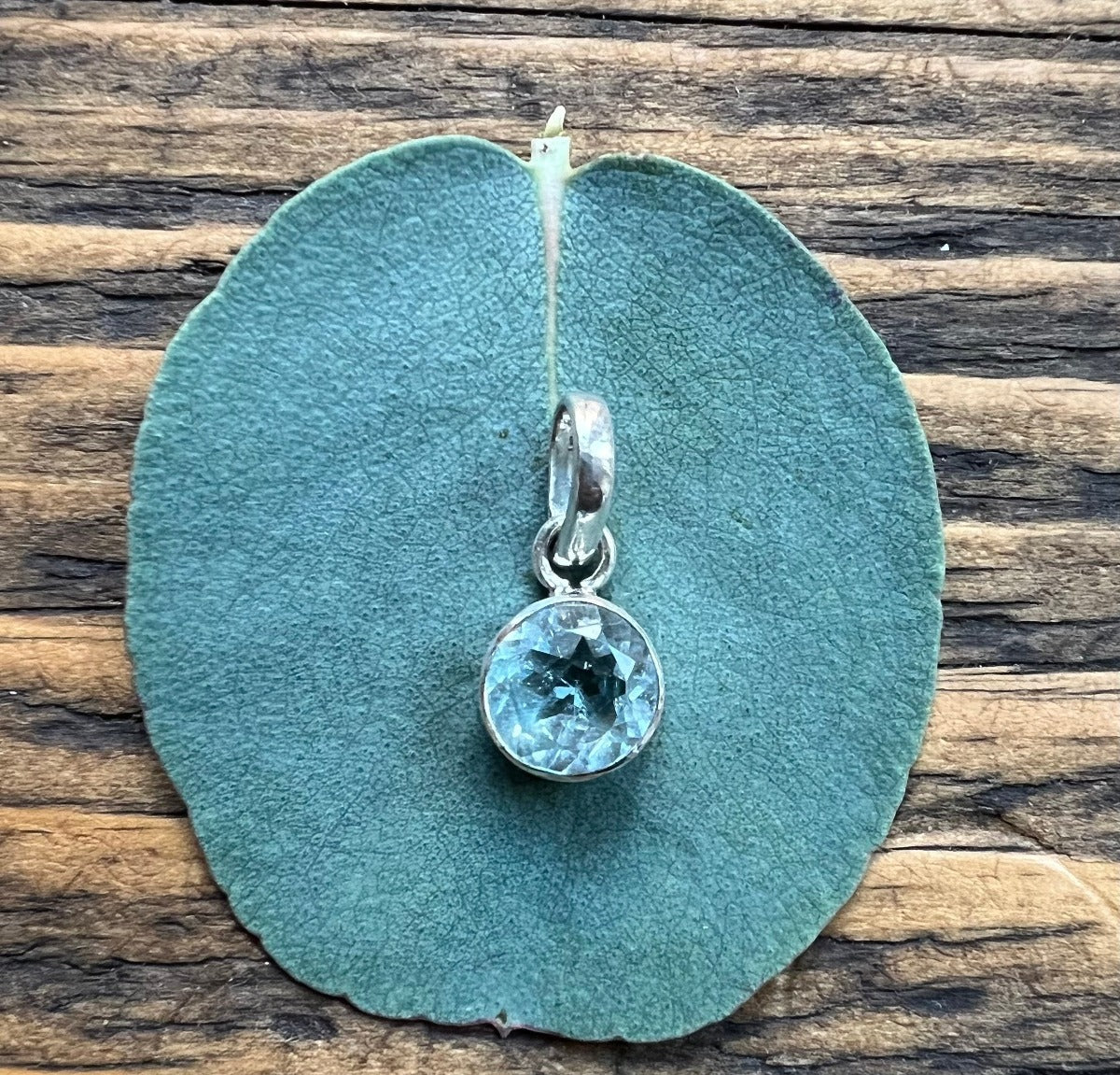 Tiny Faceted Aquamarine Pendant Necklace by Springwaves