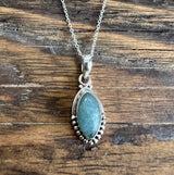 Aquamarine Marquise Dot Silver Necklace