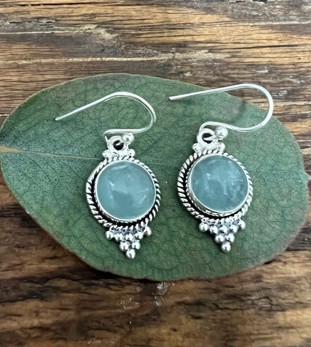 Boho Gemstone Silver Earrings Aquamarine by Springwaves