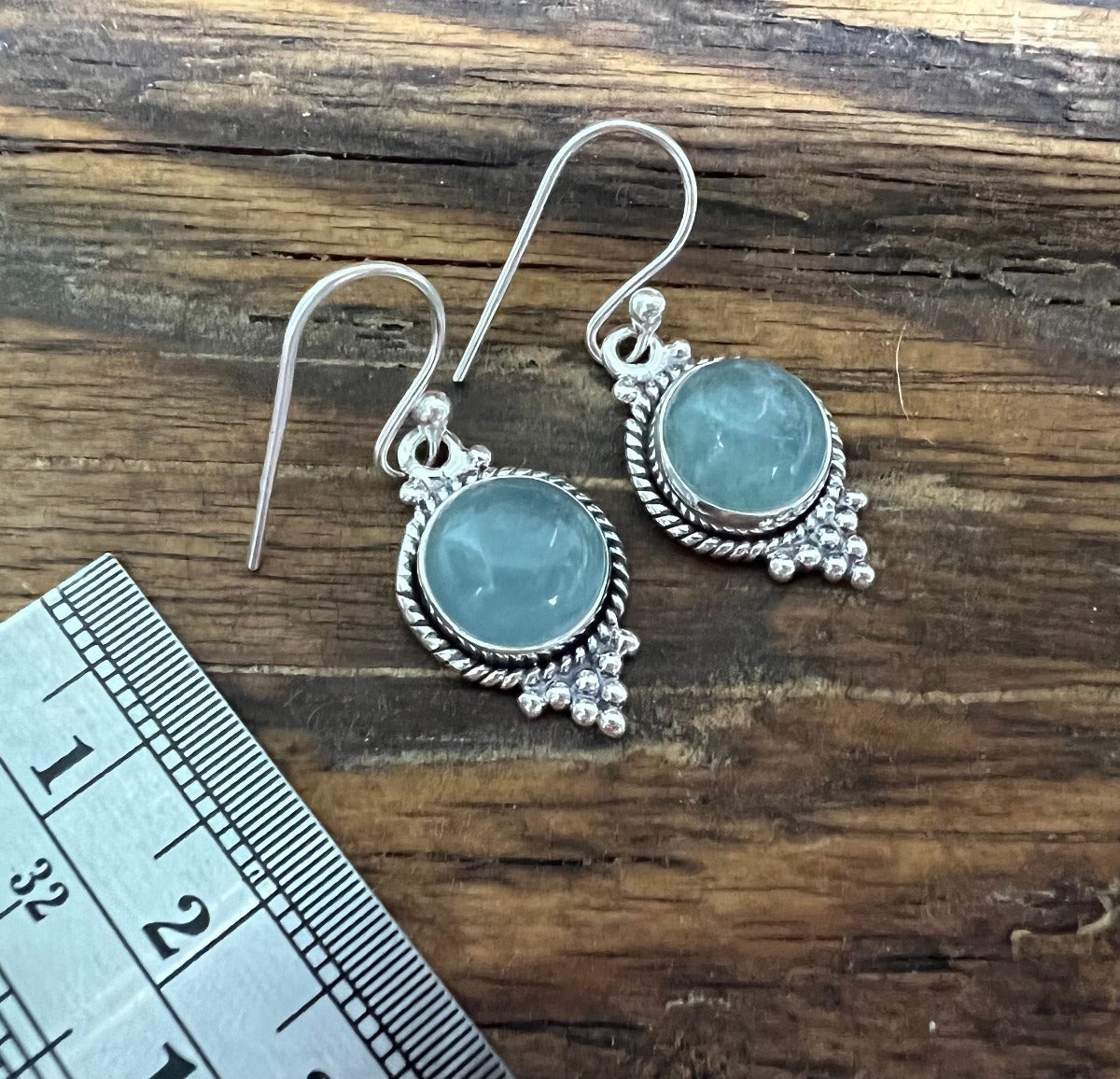 Boho Gemstone Silver Earrings Aquamarine by Springwaves