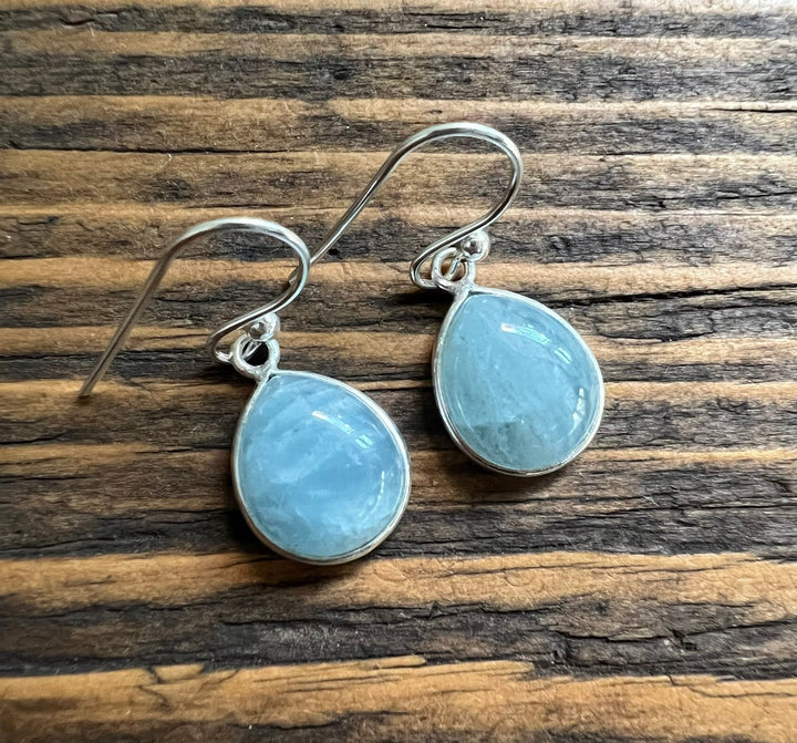 Aquamarine Minimalist Teardrop Earrings