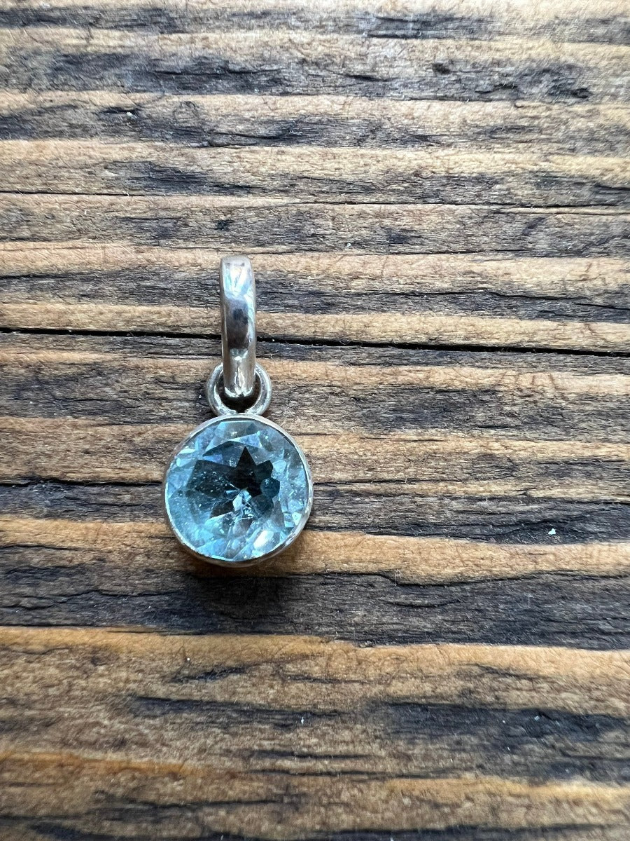 Tiny Faceted Aquamarine Pendant Necklace by Springwaves