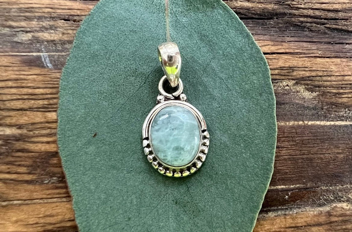 Tiny Aquamarine Oval Boho Necklace