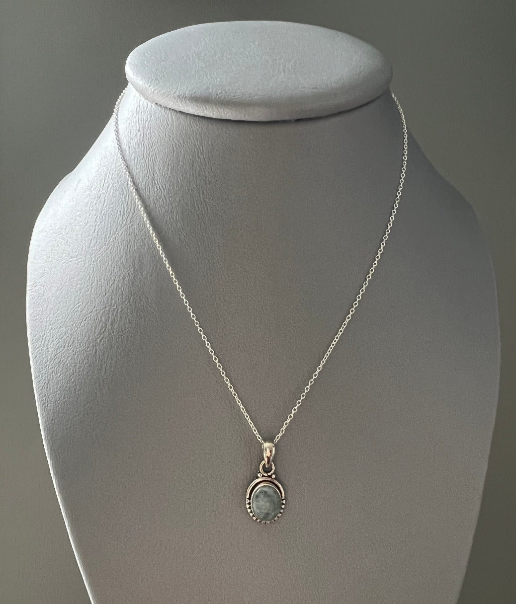 Tiny Aquamarine Oval Boho Necklace by Springwaves
