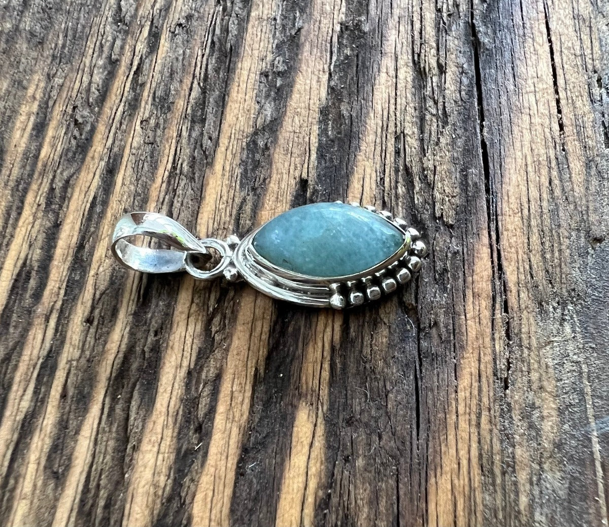 Sterling Silver Almond Aquamarine Necklace by Springwaves