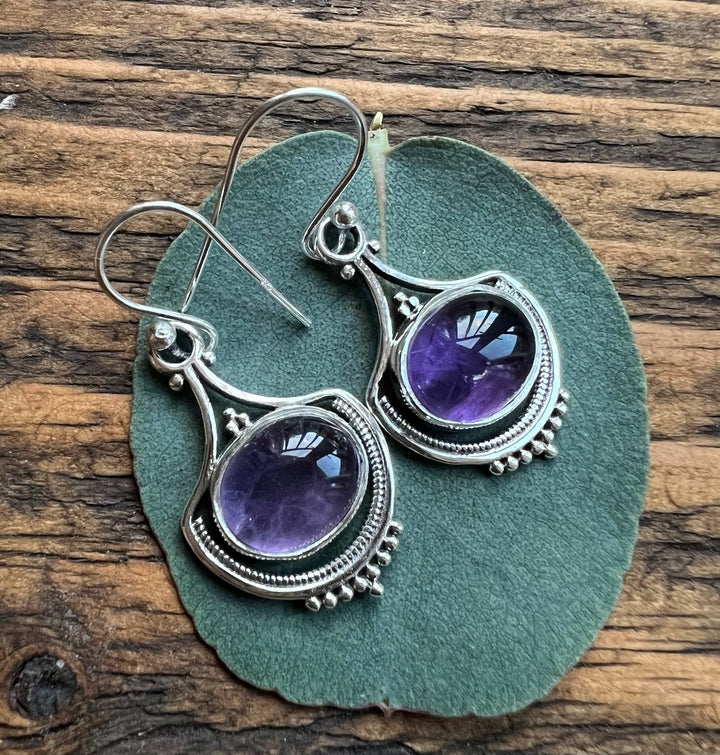 Amethyst Vintage Inspired Sterling Silver Drop Earrings