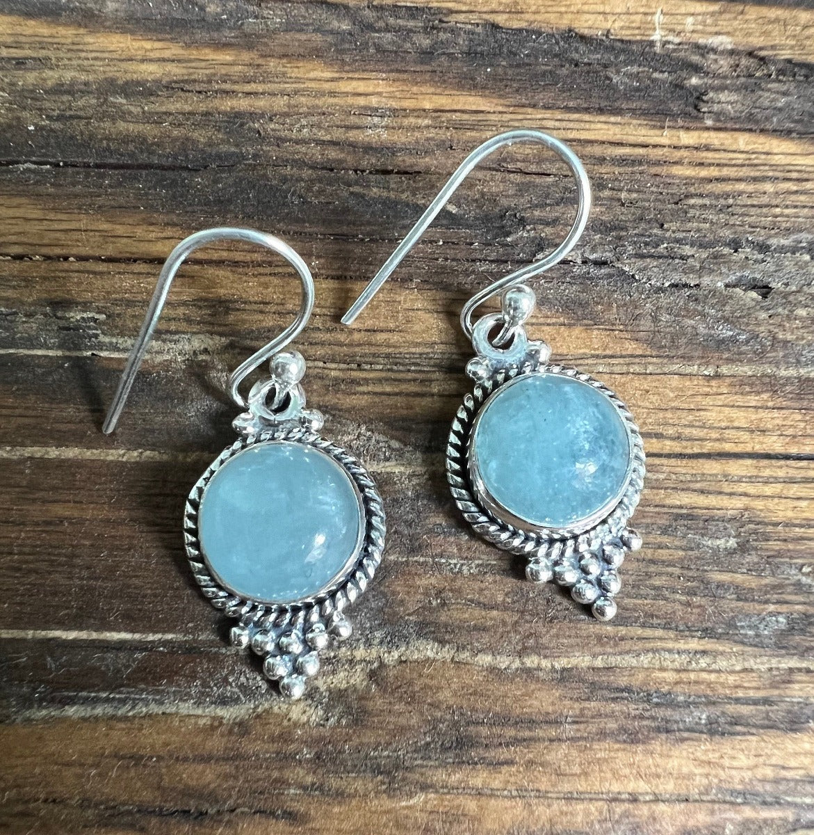Boho Gemstone Silver Earrings Aquamarine by Springwaves