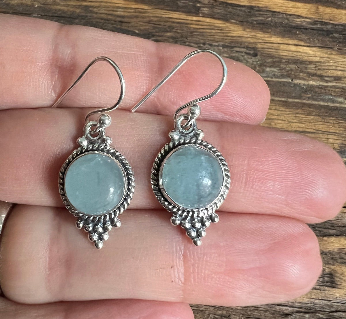Boho Gemstone Silver Earrings Aquamarine by Springwaves
