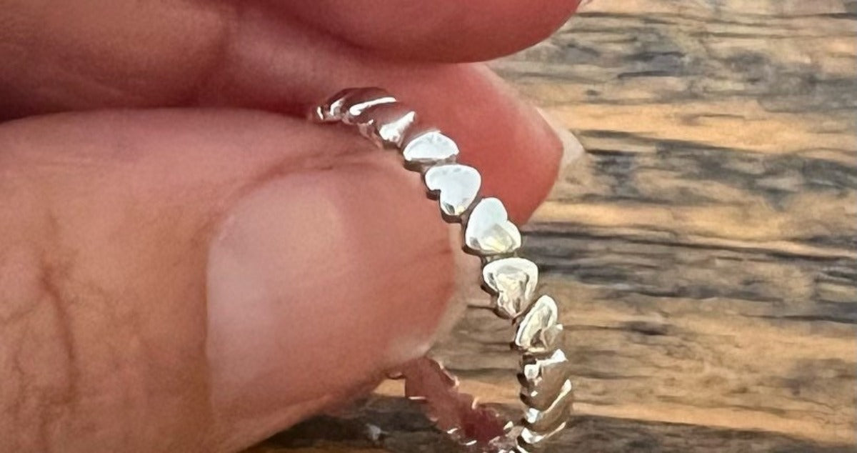 Love Heart Sterling Silver Stacking Band Ring by Springwaves