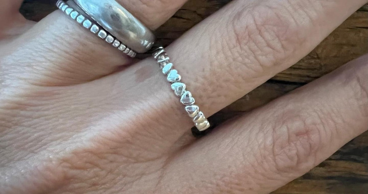 Love Heart Sterling Silver Stacking Band Ring by Springwaves