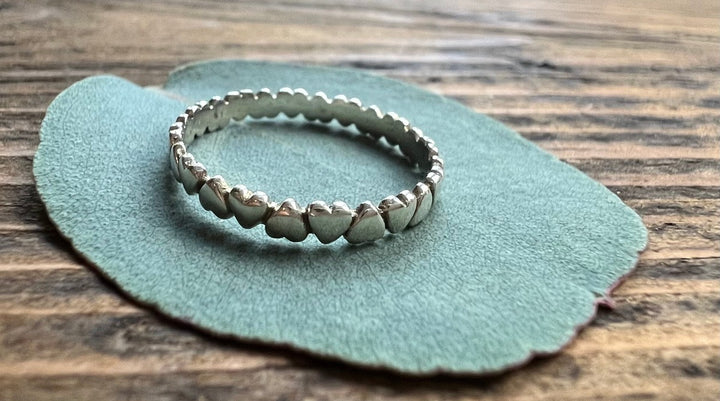 Love Heart Sterling Silver Stacking Band Ring