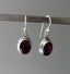 Classic Oval Silver Deep Garnet Drop Earrings by Springwaves