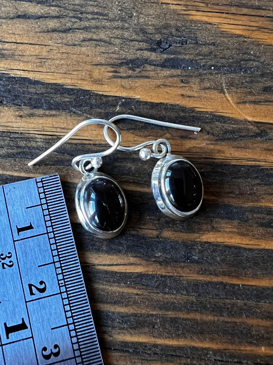 Classic Oval Silver Deep Garnet Drop Earrings by Springwaves