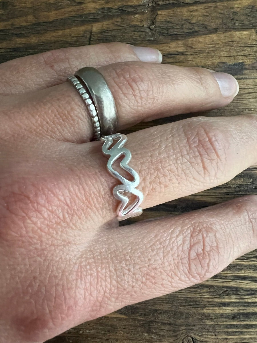 Modernist Heart Sterling Silver Band Ring by Springwaves