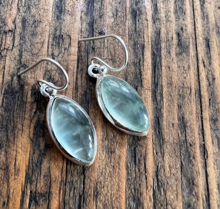 Silver Marquise Prehnite Earrings