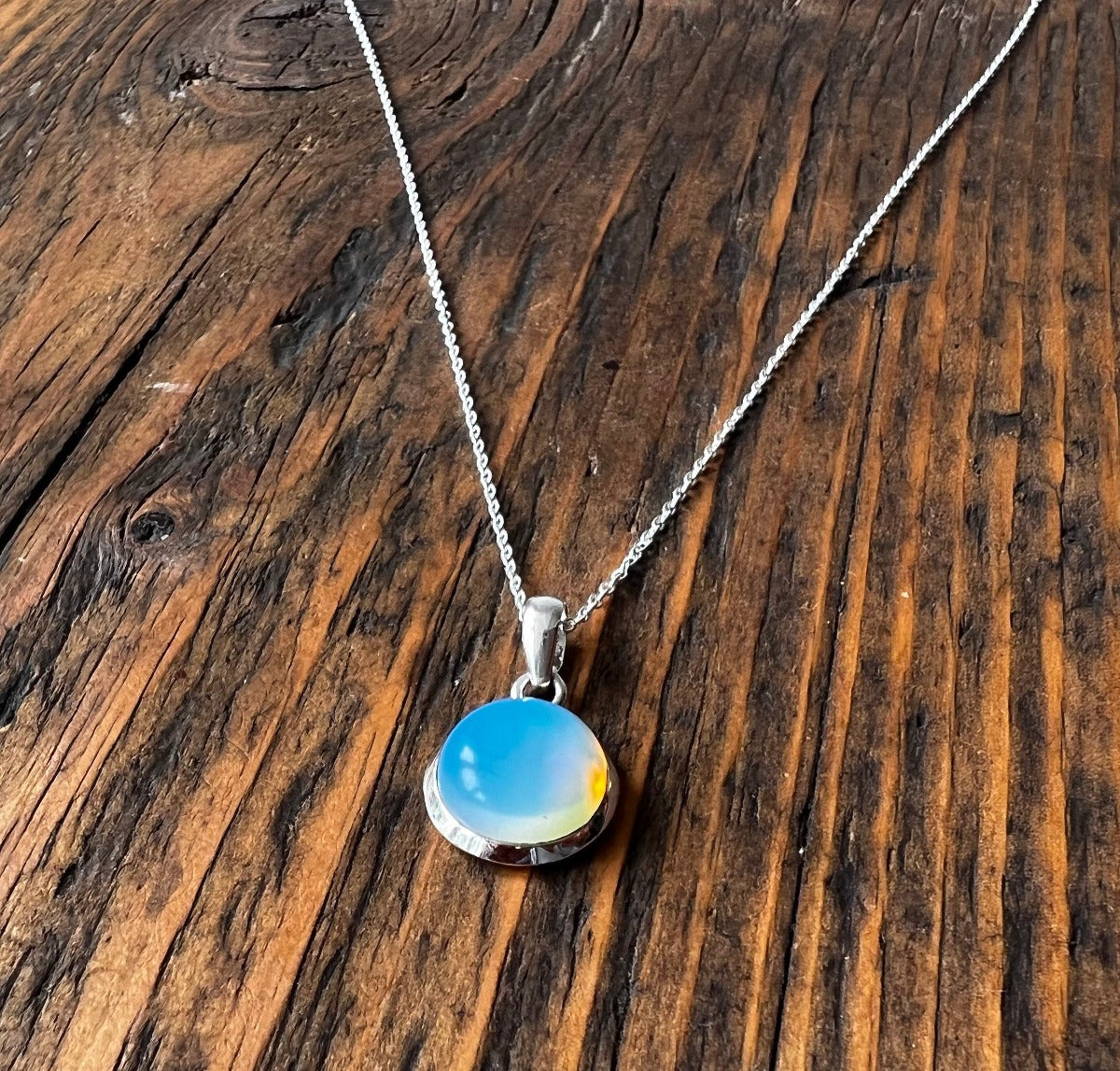 Opalite Minimalist Round Necklace by Springwaves