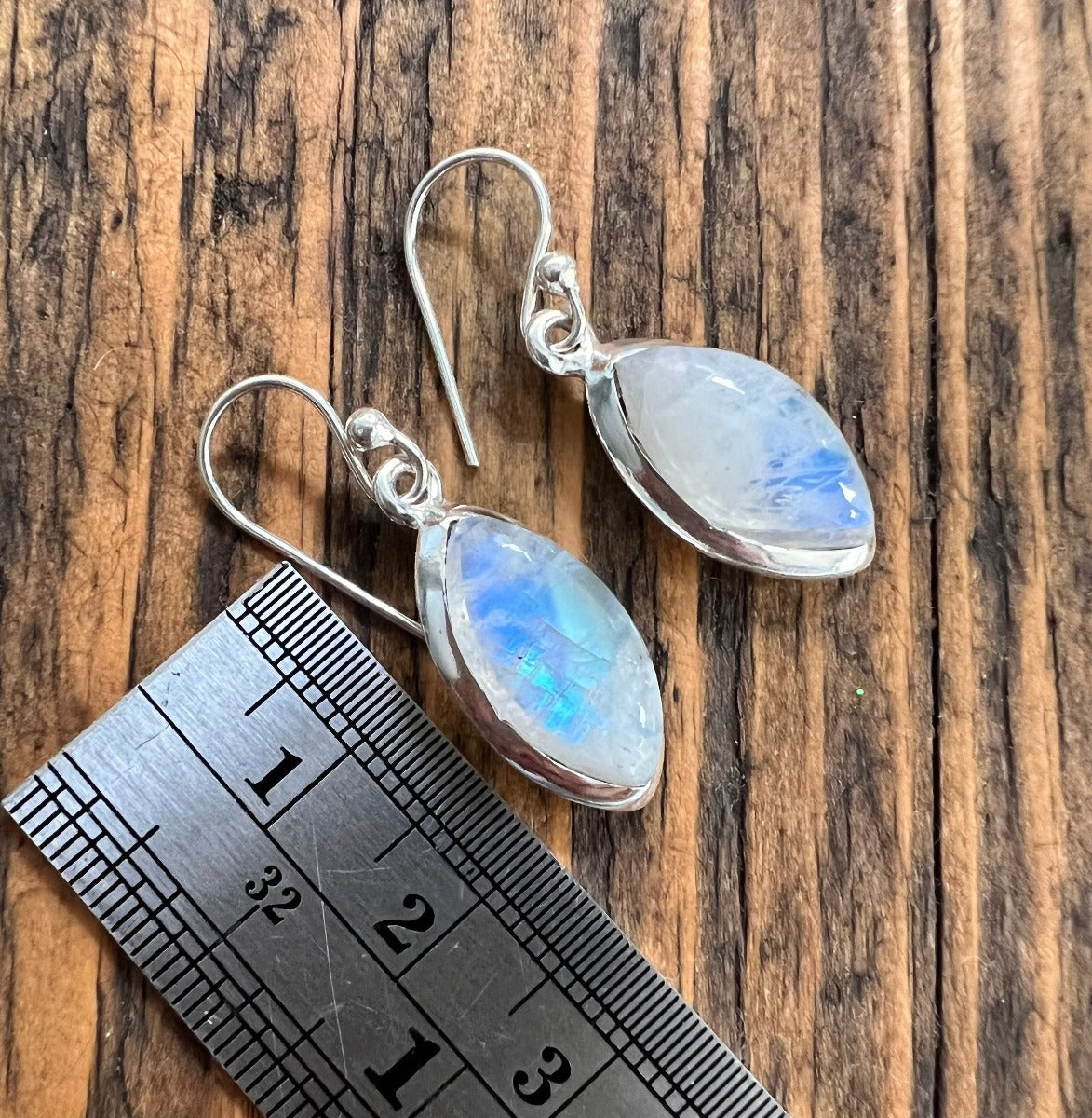 Silver Marquis Moonstone Earrings by Springwaves