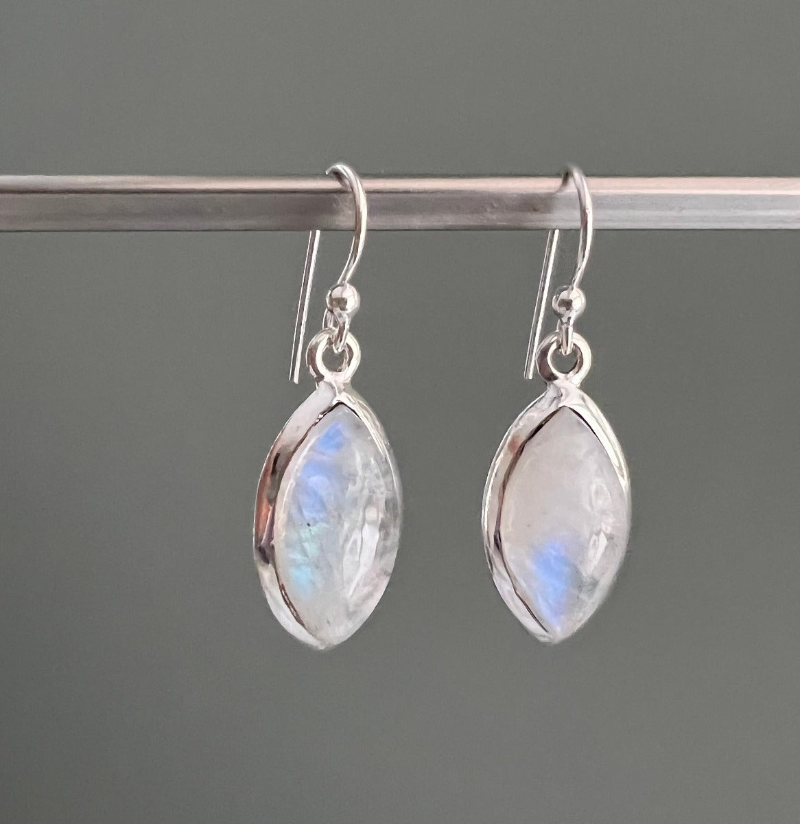 Silver Marquis Moonstone Earrings by Springwaves