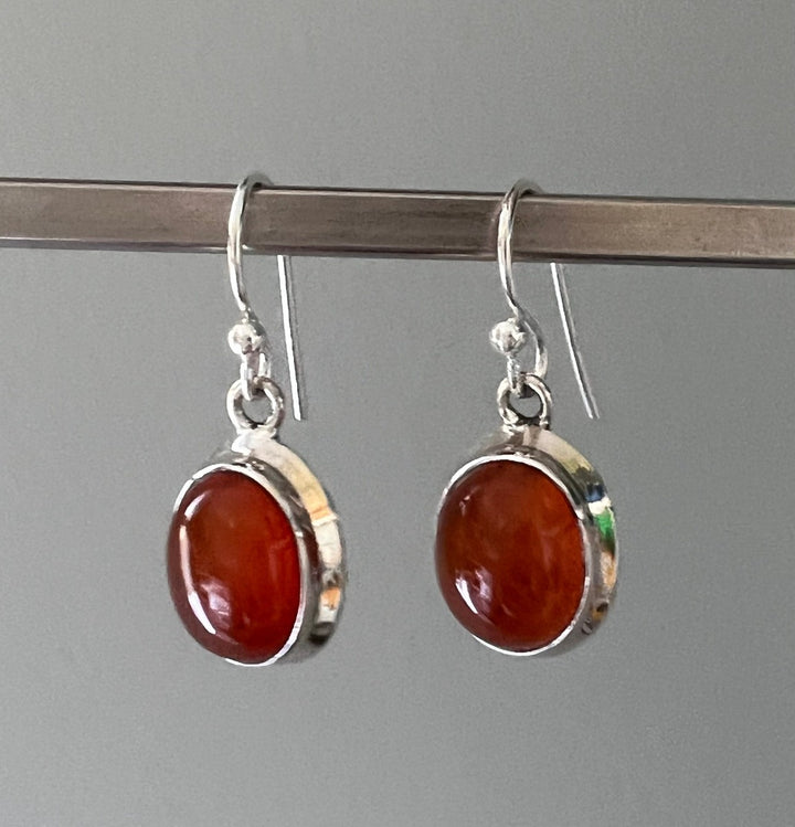 Classic Carnelian Oval Sterling Silver Earrings