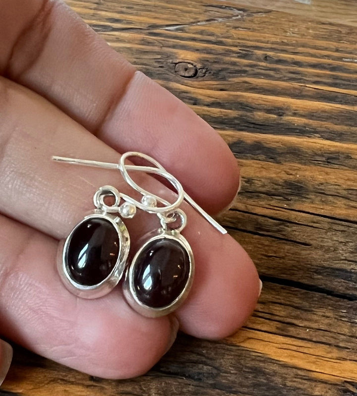 Classic Garnet Oval Sterling Silver Earrings