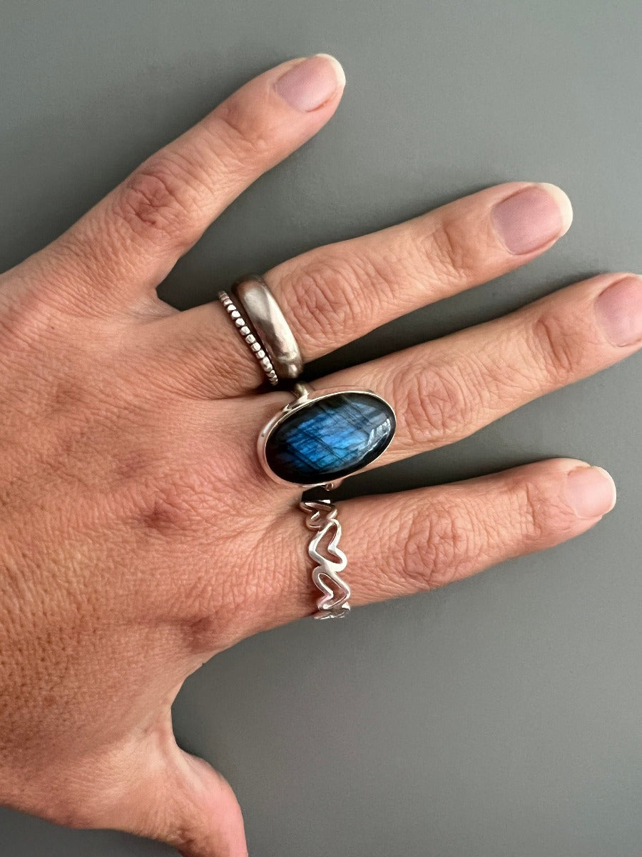 Modernist Heart Sterling Silver Band Ring by Springwaves